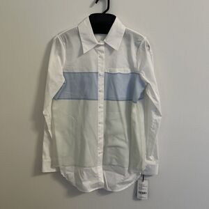 Worth New York Petite Silk Colorblock Button Front Blouse NWT Size P